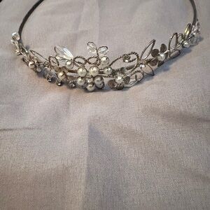 Elegant Silver Floral Headband